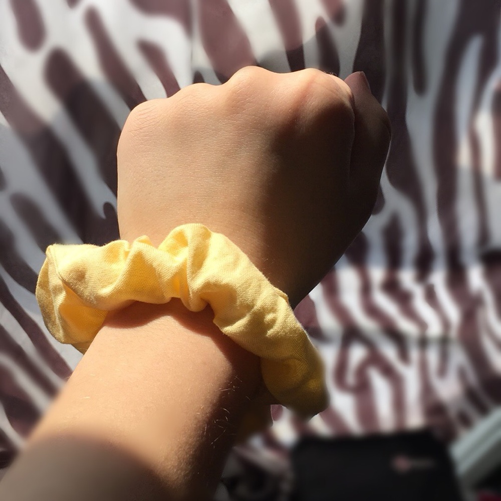 Yellow homemade scrunchie